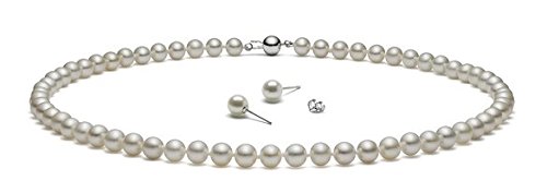 {Set} HinsonGayle AAA Handpicked White Freshwater Cultured Pearls & Stud Earrings Silver 18"