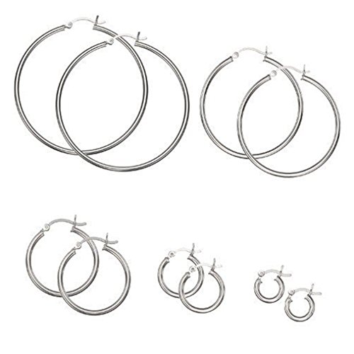 .925 Sterling Silver Plain 2mm Thin Polished Round Hoop Earrings CHOOSE A SIZE