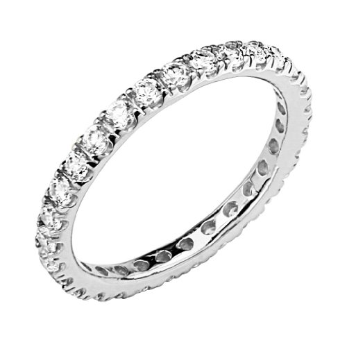 .925 Sterling Silver Rhodium Plated 2.5mm Eternity Band