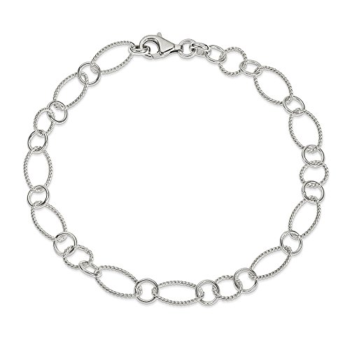 .925 Sterling Silver 9.00MM Fancy Link Anklet Bracelet, 10 Inches