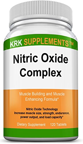 1 Bottle Nitric Oxide Complex 3500mg Per Serving L Arginine HCL AAKG AKG Alpha Ketoglutarate Citrulline Malate 120 Tablets KRK Supplements