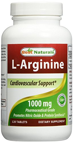 #1 L Arginine 1000mg 120 Tablets by Best Naturals Essential Amino Acid Cardiovascular Health Support Formula L Arginine Enhances Circulation Lifetime 100% Satisfaction Money Back Guarantee Manufactured in a USA Based GMP Certified Facility and Third Party Tested for Purity. Guaranteed!!