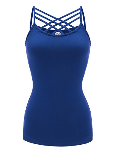 [RE ORDER] REGNA X NO BOTHER Womens Basic Round Neck Strappy Criss Cross Tank Tops (S 3X, PLUS SIZES)