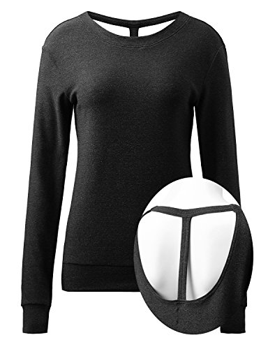 [RE ORDER] REGNA X Womens Long Sleeve Round Neck Open Back Active Shirt Top (S 3X, PLUS SIZES)