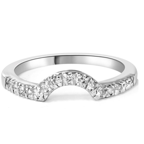 .25ct Stunning Curved Notched Geniune Diamond Band Enhancer 14K White Gold Ring