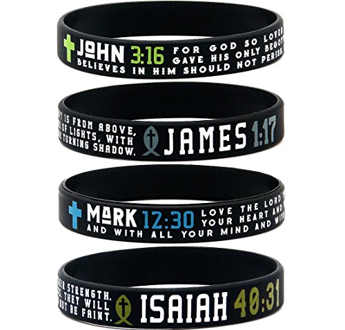 (12 pack) Cross Bible Bracelets with Scriptures Wholesale Pack of Christian Religious Silicone Wristbands