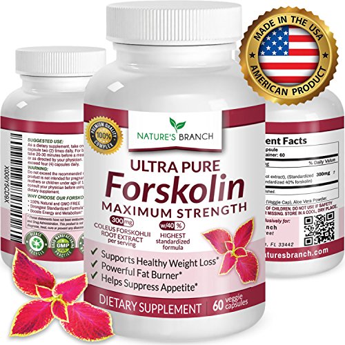 ★ PREMIUM 100% ULTRA PURE Forskolin Extract For Weight Loss MAXIMUM STRENGTH w/ 40% Standardized Appetite Suppressant Fat Burner Supplement Belly Buster Fuel Coleus Root Extract 60 Diet Pills