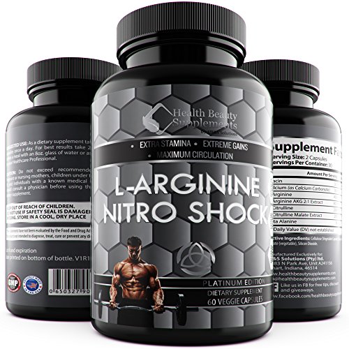 * MUSCLE PHASE L ARGININE NITRO SHOCK PLUS * Advanced Formula Enhances Muscle Growth – Increase Stamina & Energy – Unsurpassed Bio Availability Maximum Blood Circulation With Beta Alanine